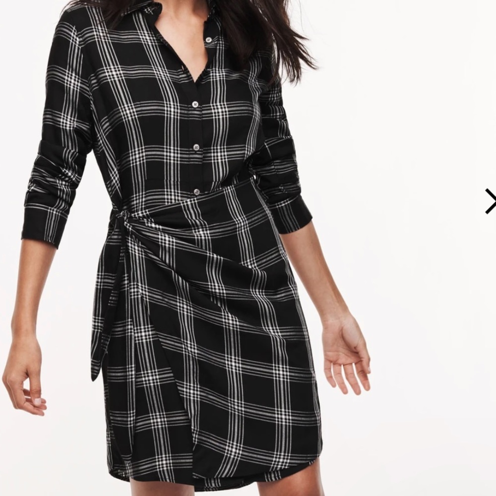 UNTUCKit Tessa Black and White Plaid Shirtdress 8 (fits closer to a 6)
